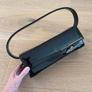 Mabash Nami Baguette Clutch Bag Patent Leather Black